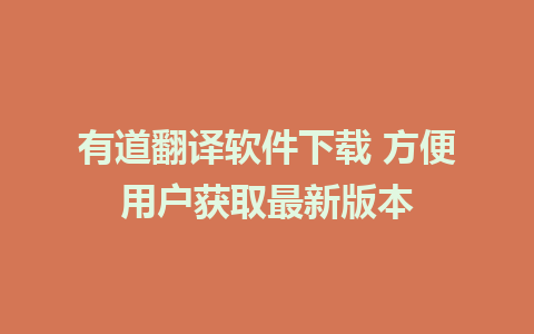 有道翻译软件下载 方便用户获取最新版本