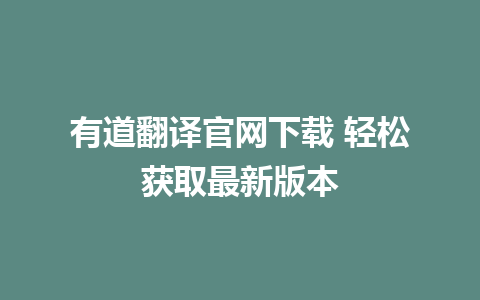 有道翻译官网下载 轻松获取最新版本