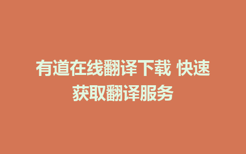 有道在线翻译下载 快速获取翻译服务