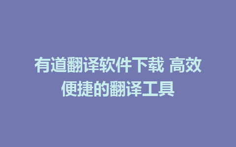 有道翻译软件下载 高效便捷的翻译工具