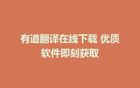 有道翻译在线下载 优质软件即刻获取