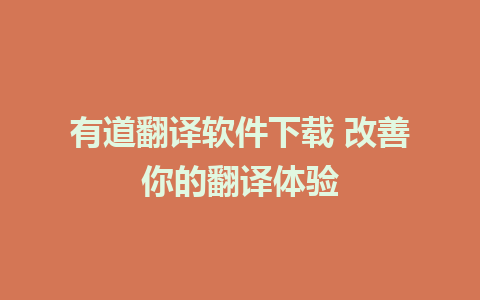 有道翻译软件下载 改善你的翻译体验