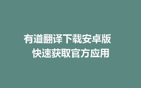 有道翻译下载安卓版  快速获取官方应用  
