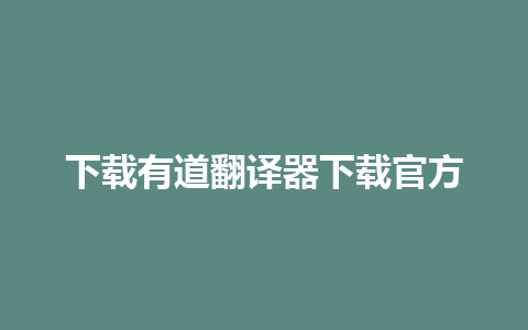 下载有道翻译器下载官方 