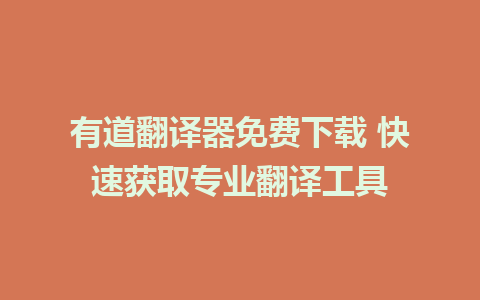 有道翻译器免费下载 快速获取专业翻译工具