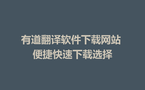 有道翻译软件下载网站 便捷快速下载选择