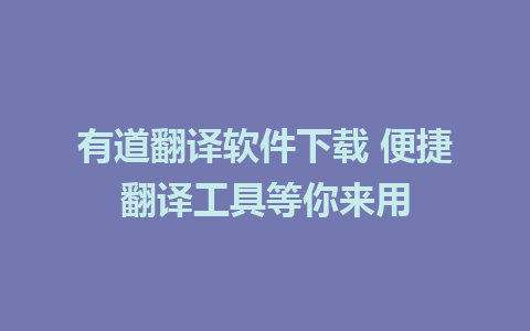 有道翻译软件下载 便捷翻译工具等你来用