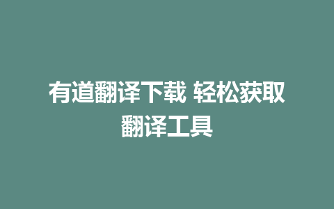 有道翻译下载 轻松获取翻译工具