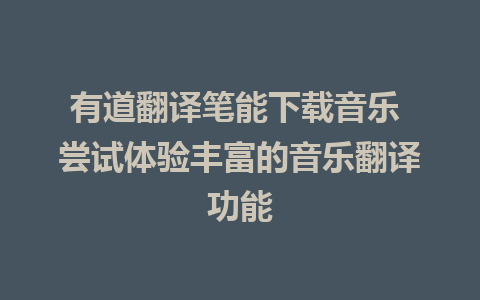 有道翻译笔能下载音乐 尝试体验丰富的音乐翻译功能