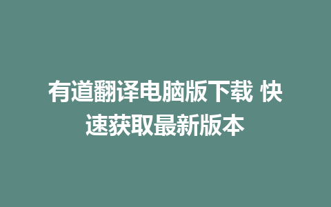 有道翻译电脑版下载 快速获取最新版本