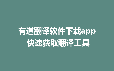 有道翻译软件下载app 快速获取翻译工具