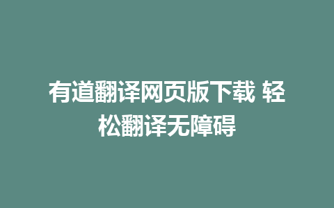 有道翻译网页版下载 轻松翻译无障碍