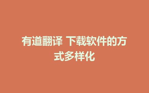 有道翻译 下载软件的方式多样化