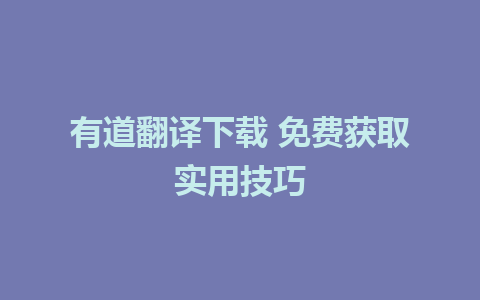 有道翻译下载 免费获取实用技巧