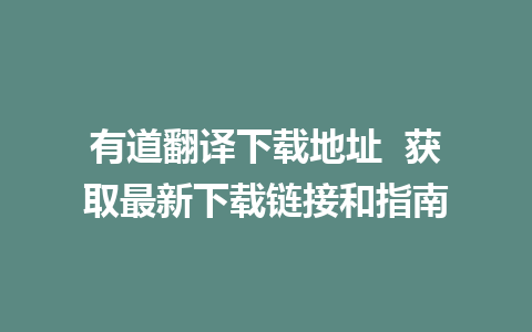 有道翻译下载地址  获取最新下载链接和指南