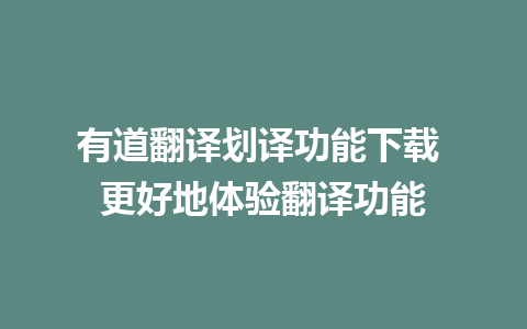 有道翻译划译功能下载 更好地体验翻译功能