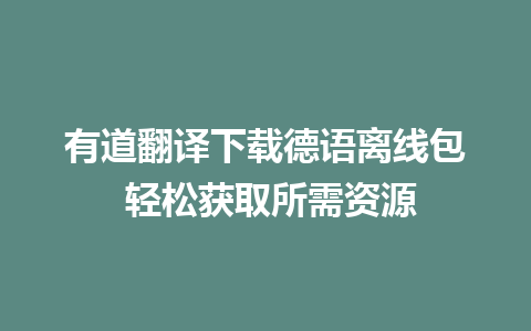 有道翻译下载德语离线包 轻松获取所需资源