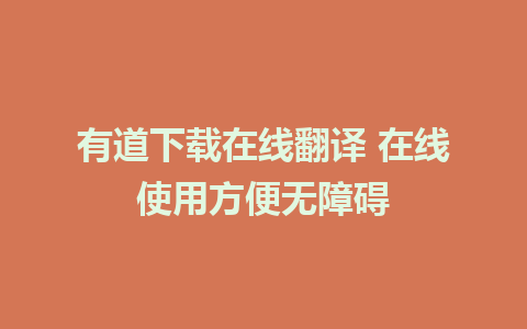 有道下载在线翻译 在线使用方便无障碍