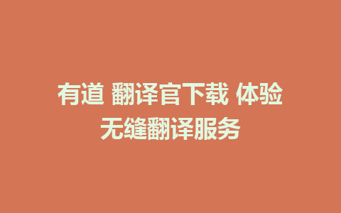 有道 翻译官下载 体验无缝翻译服务