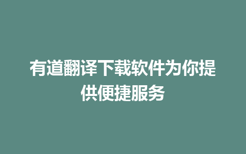 有道翻译下载软件为你提供便捷服务