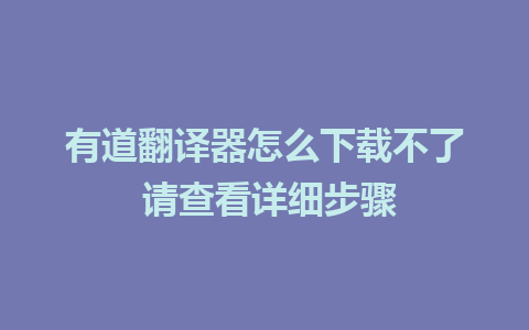 有道翻译器怎么下载不了 请查看详细步骤