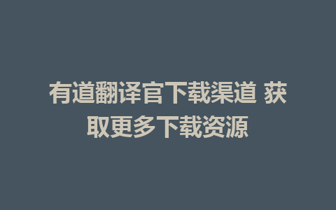 有道翻译官下载渠道 获取更多下载资源