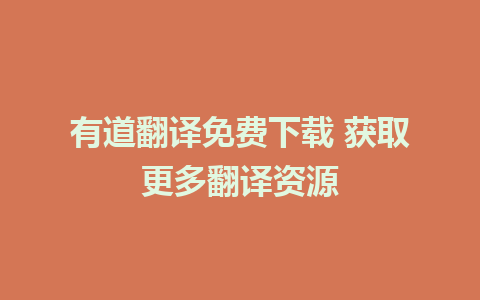 有道翻译免费下载 获取更多翻译资源