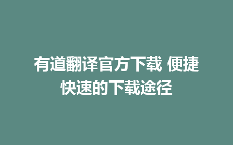 有道翻译官方下载 便捷快速的下载途径