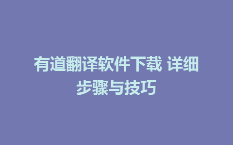 有道翻译软件下载 详细步骤与技巧