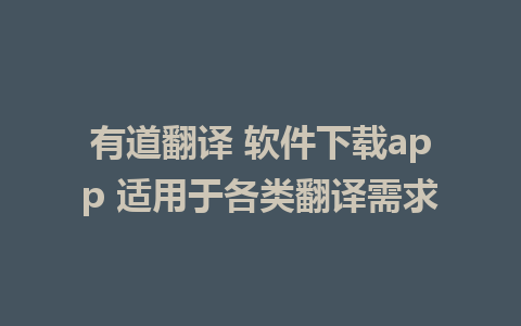 有道翻译 软件下载app 适用于各类翻译需求