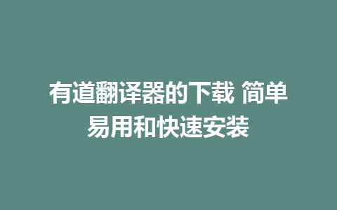 有道翻译器的下载 简单易用和快速安装