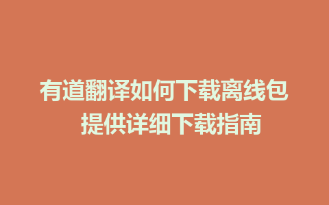 有道翻译如何下载离线包  提供详细下载指南