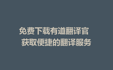 免费下载有道翻译官  获取便捷的翻译服务