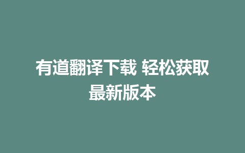 有道翻译下载 轻松获取最新版本