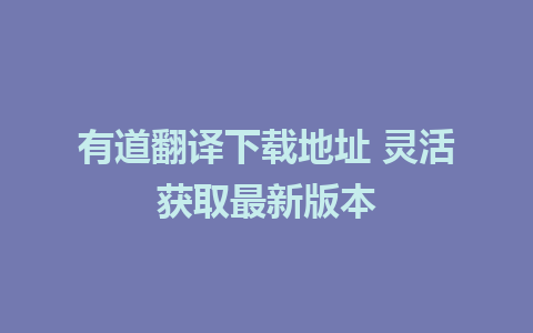 有道翻译下载地址 灵活获取最新版本