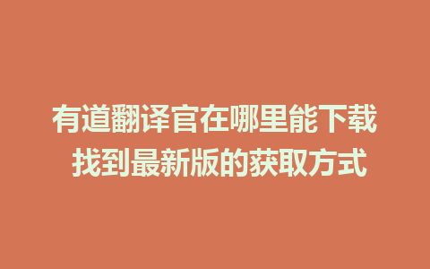 有道翻译官在哪里能下载 找到最新版的获取方式