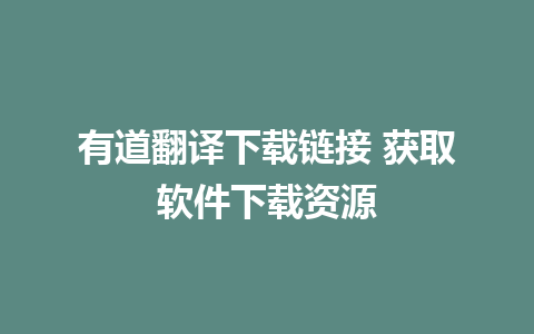 有道翻译下载链接 获取软件下载资源