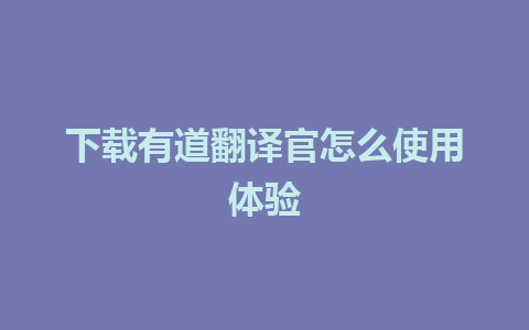 下载有道翻译官怎么使用体验