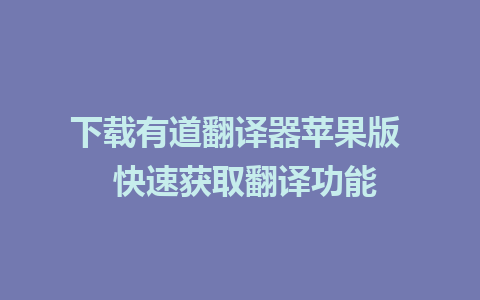 下载有道翻译器苹果版  快速获取翻译功能