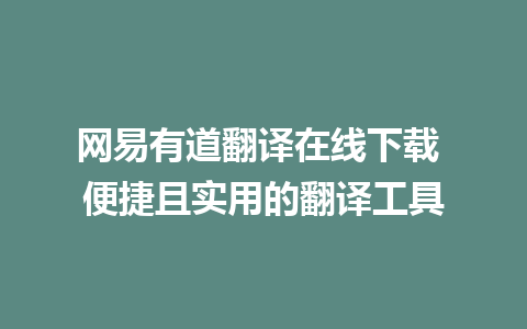 网易有道翻译在线下载 便捷且实用的翻译工具