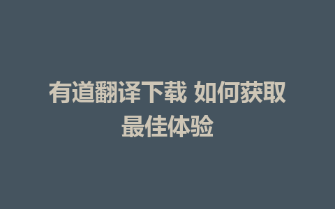 有道翻译下载 如何获取最佳体验