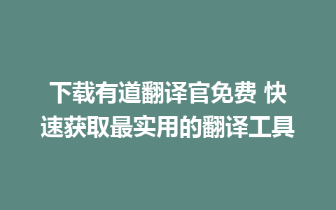 下载有道翻译官免费 快速获取最实用的翻译工具