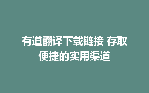 有道翻译下载链接 存取便捷的实用渠道