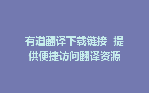 有道翻译下载链接  提供便捷访问翻译资源