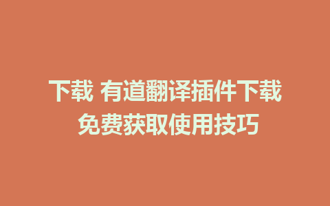 下载 有道翻译插件下载 免费获取使用技巧