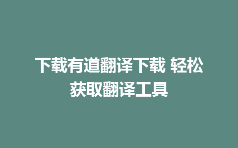 下载有道翻译下载 轻松获取翻译工具