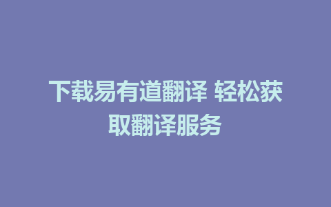 下载易有道翻译 轻松获取翻译服务